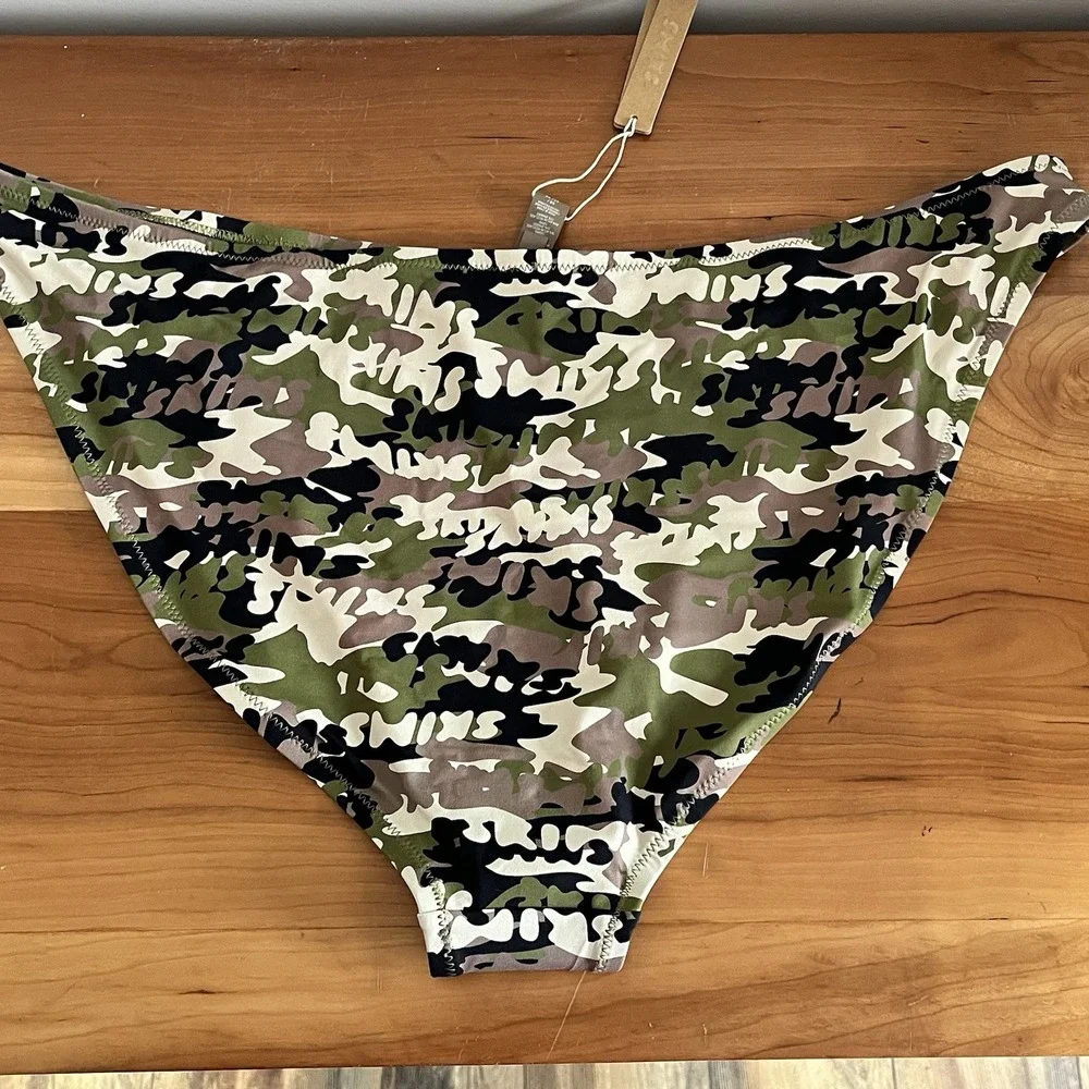 Skims Recycled Swim Mid Coverage Bottoms‎ Camo Style BB-BRF-3980 Size 4XL